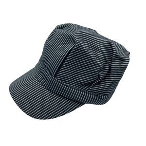 Duluth Trading Co Hickory Stripe Engineer Hat Blue White Railroad Cap XL/2XL